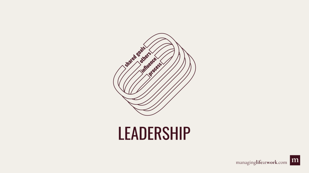 The key elements of leadership: Process, influence, others, and shared goals.