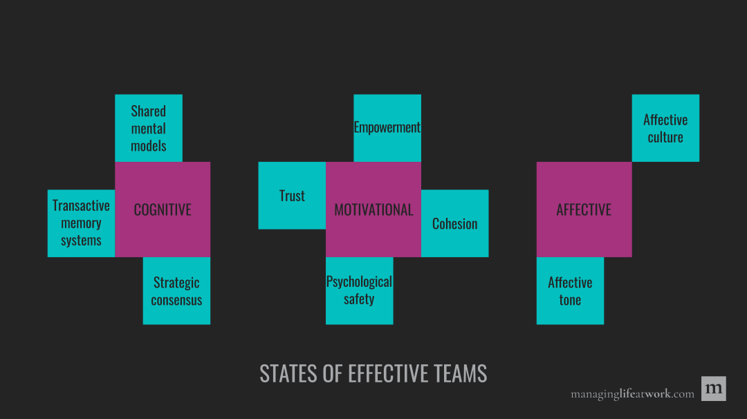 States of effective teams: Cognitive, affective, and motivational.