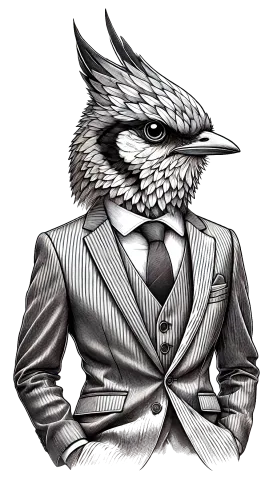 Illustration of a bird representing Charles, the founder of Managing life at work